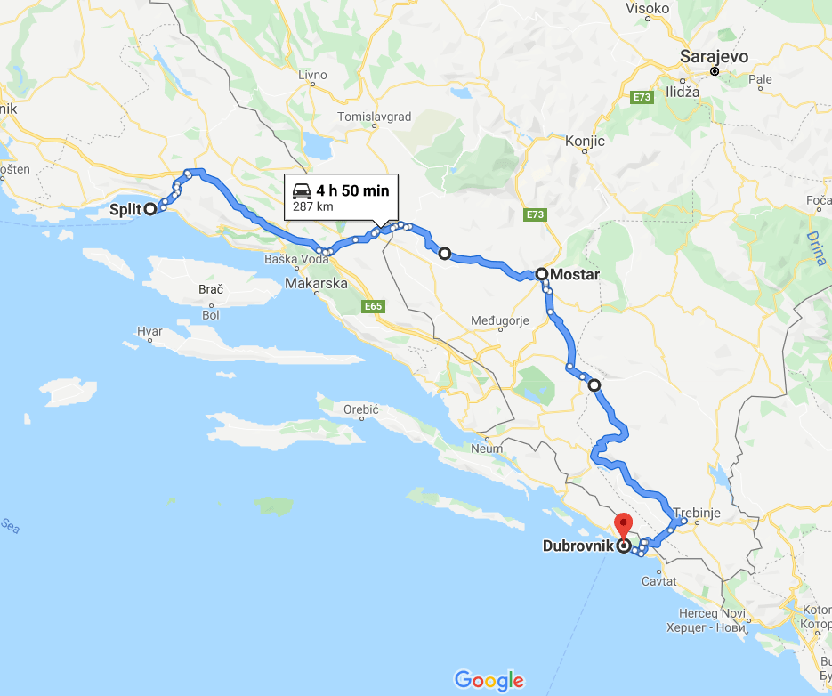 2020-01-23 13_14_40-Split, Croatia to Dubrovnik, Croatia - Google Maps