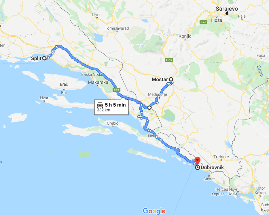 2020-01-23 13_15_15-Split, Croatia to Dubrovnik, Croatia - Google Maps