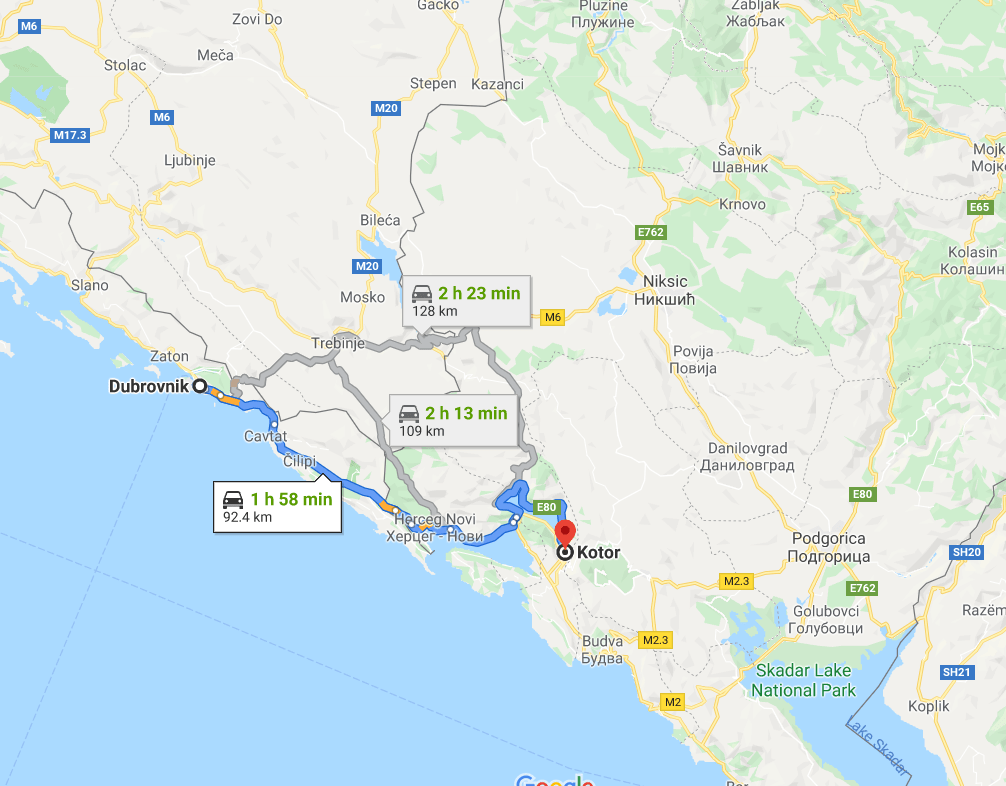 2020-02-14 17_31_21-Dubrovnik, Croatia to Kotor, Montenegro - Google Maps