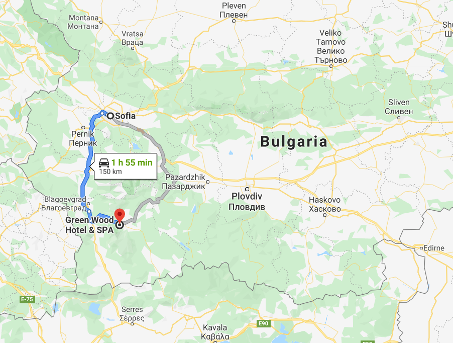 2020-04-30 16_49_08-Sofia, Bulgaria to Green Wood Hotel &amp; SPA, Razlog, Bulgaria - Google Maps