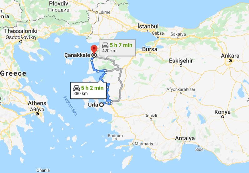 2020-05-13 09_05_12-Urla, İzmir, Turkey to Çanakkale - Google Maps