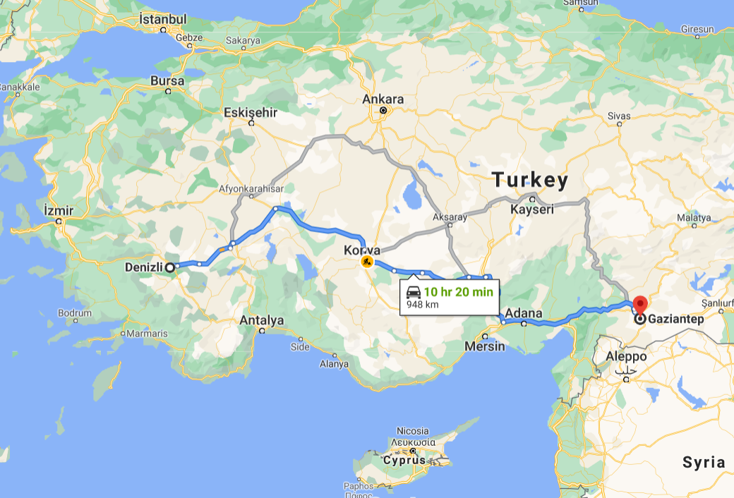 2020-11-07 21_05_26-Denizli, Kumkısık, Denizli, Turkey to Gaziantep, Turkey - Google Maps