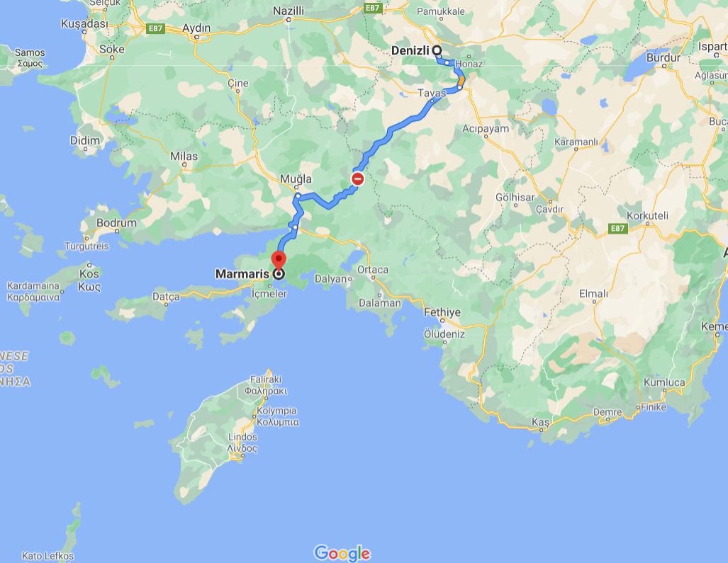 2020-11-07 21_20_37-Denizli, Kumkısık, Denizli, Turkey to Marmaris, Muğla, Turkey - Google Maps